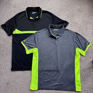 Nike Black and Gray Polo Shirts with Green Accents Large